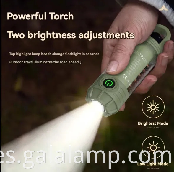 Luz de campamento al aire libre multi funcional, linterna portátil, fuerte, recargable